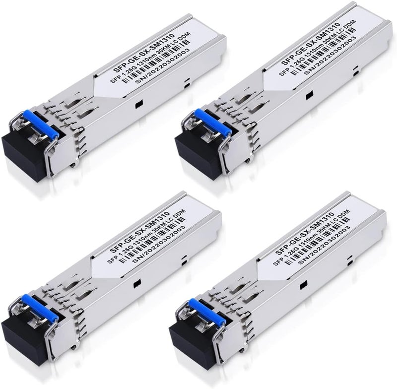 GESD 4Pack 1.25G SFP LC Module 1000Base-LX(SMF,1310nm,20km,DDM) Single-Mode Transceiver for Cisco GLC-LH-SMD,Ubiquiti UniFi,Meraki MA-SFP-1GB-LX10,Fortinet,Mikrotik,TP-Link,Netgear,TL-SM311LS,D-Link,Intel - Image 1